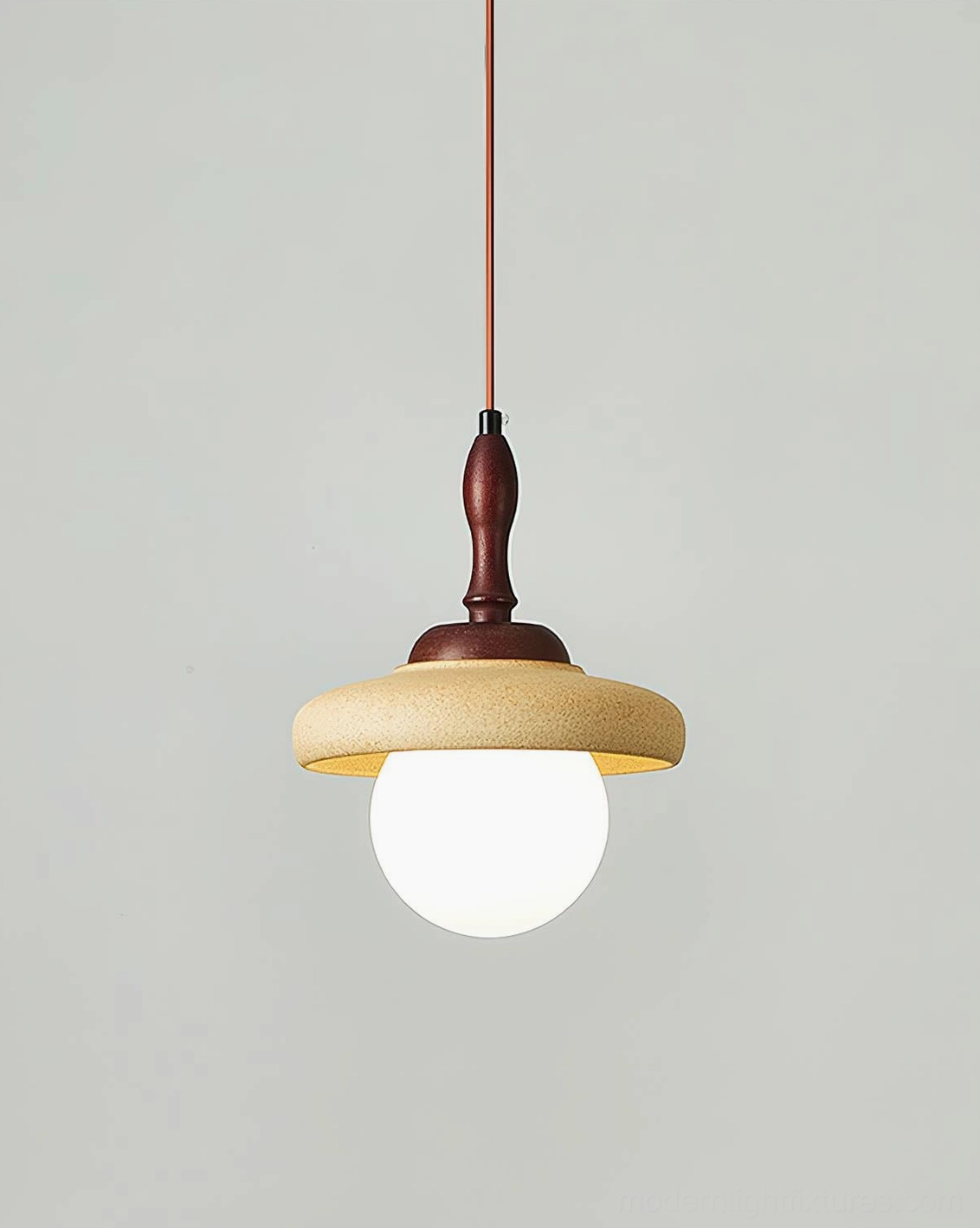 Sienna pendant light walnut color ceramic shade - product showcase angle