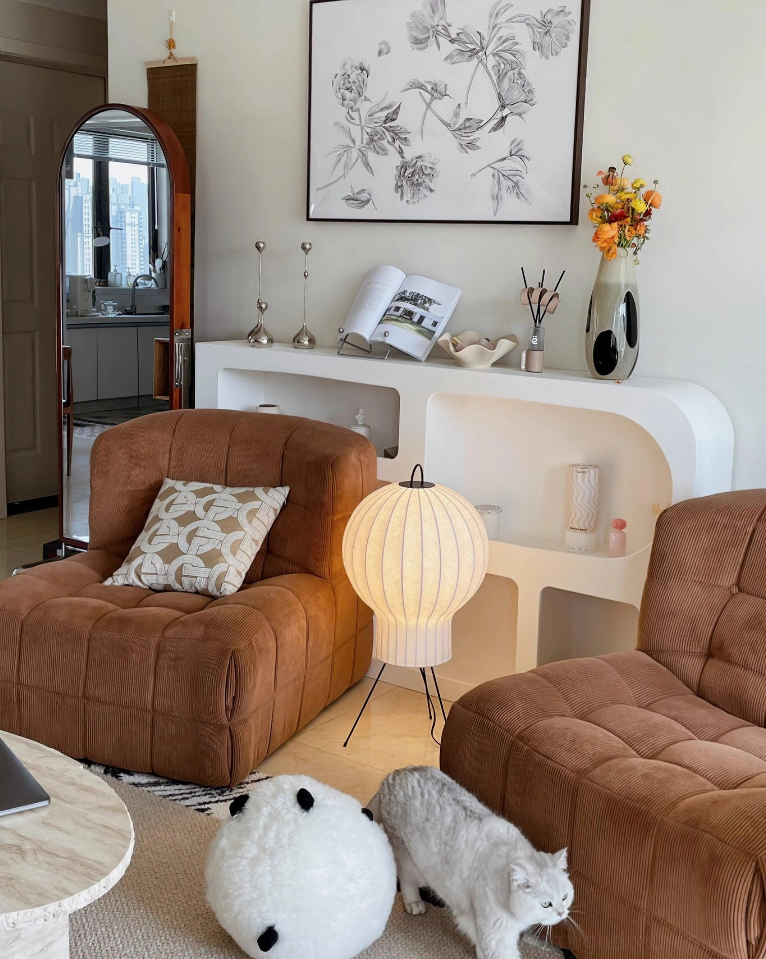 Silk lantern floor lamp foot switch control and operational convenience feature