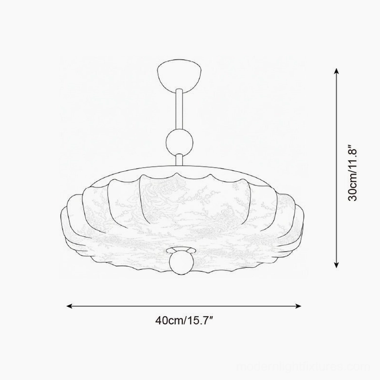 Silkara 40cm ceiling light technical drawing specification sheet with dimensions 15.7 inches diameter