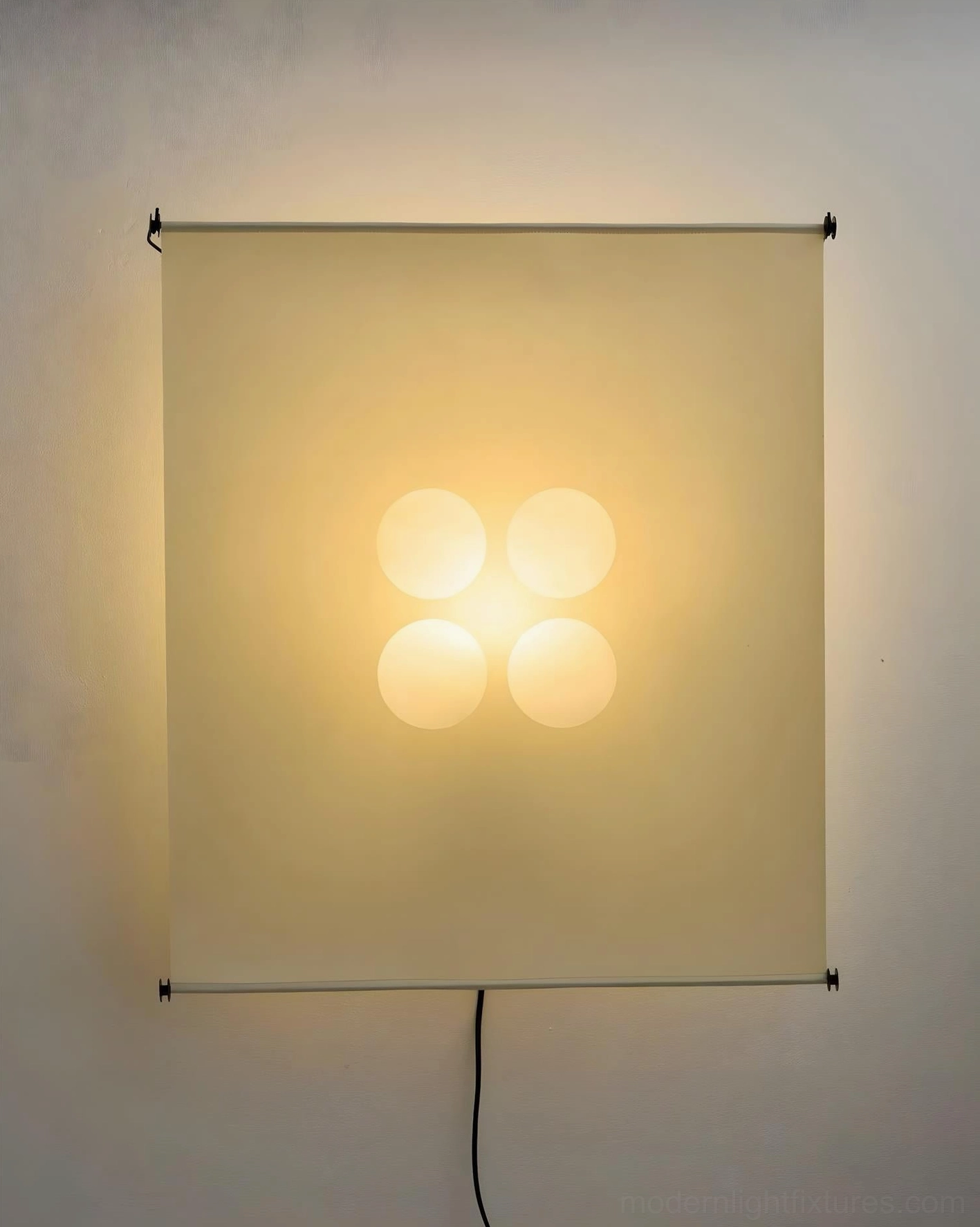 Silque wall-mounted Washi paper sconce close-up of artisanal paper texture and warm LED light diffusion, japandi design aesthetic
