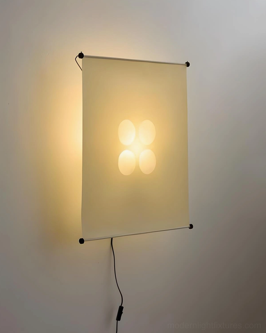 Silque wall sconce architectural design detail showing black metal frame construction and mounting system, modern minimal hardware