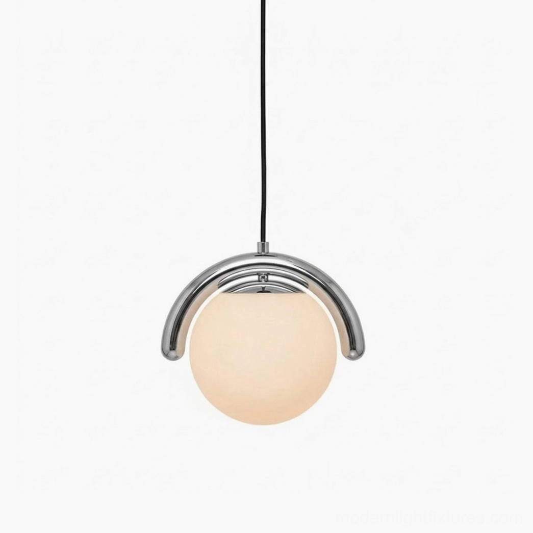Modern wave pendant lamp silver finish polished contemporary lighting element