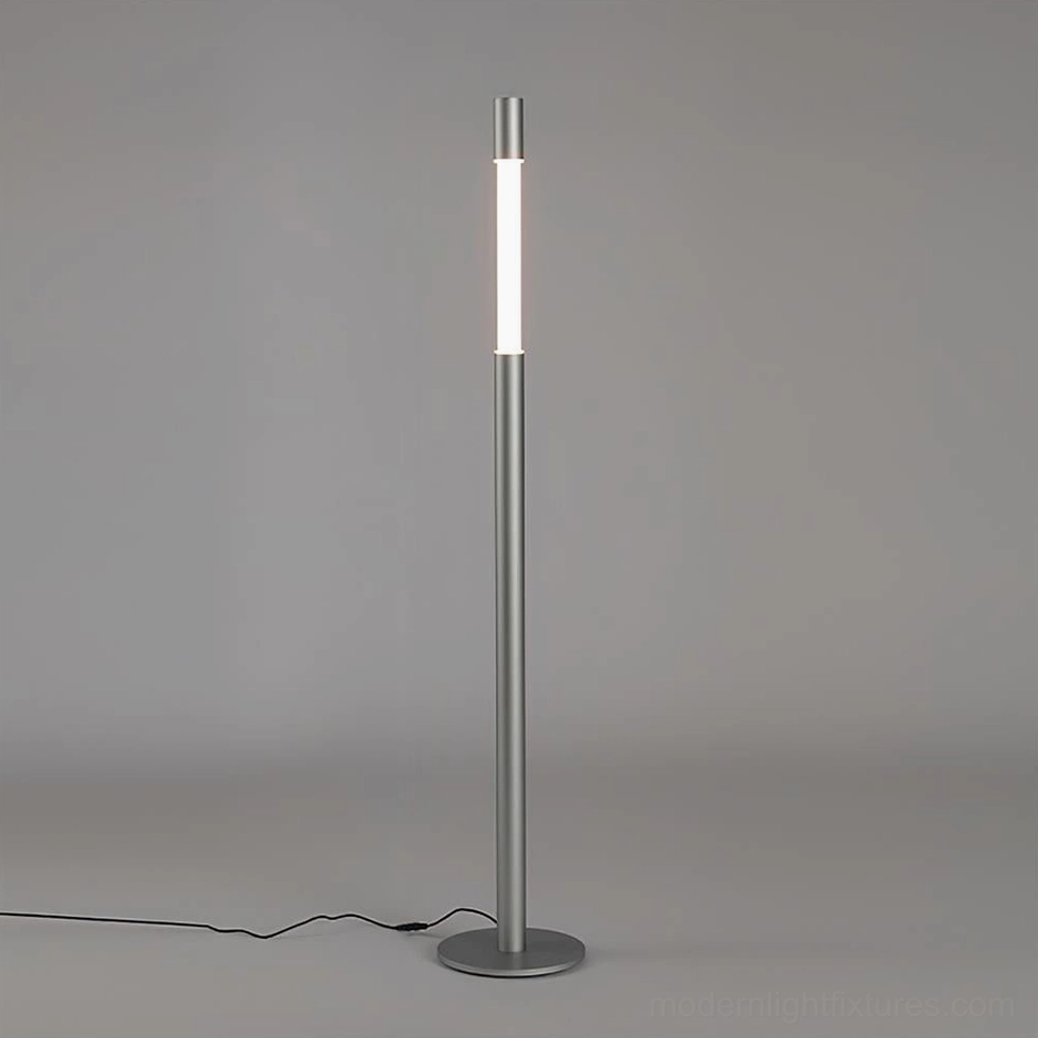 Silver brushed Obelisk minimalist floor lamp with integrated acrylic diffusion and warm 3000K LED