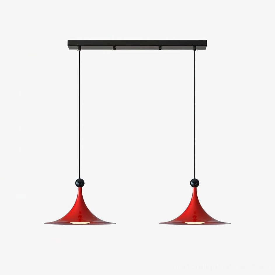 Sirocco dual-head black and red pendant track light for dining areas and modern interiors