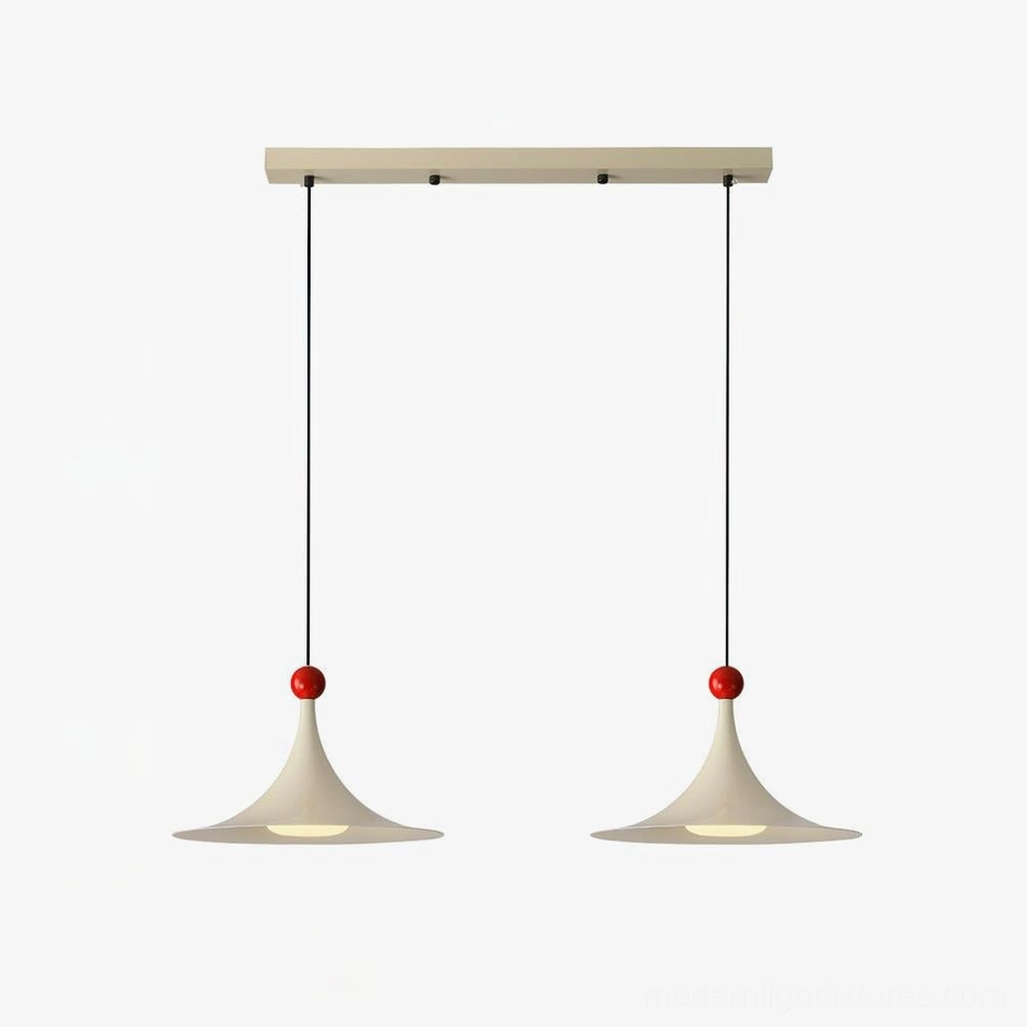 Sirocco two-head red and white pendant light track fixture for contemporary residential spaces