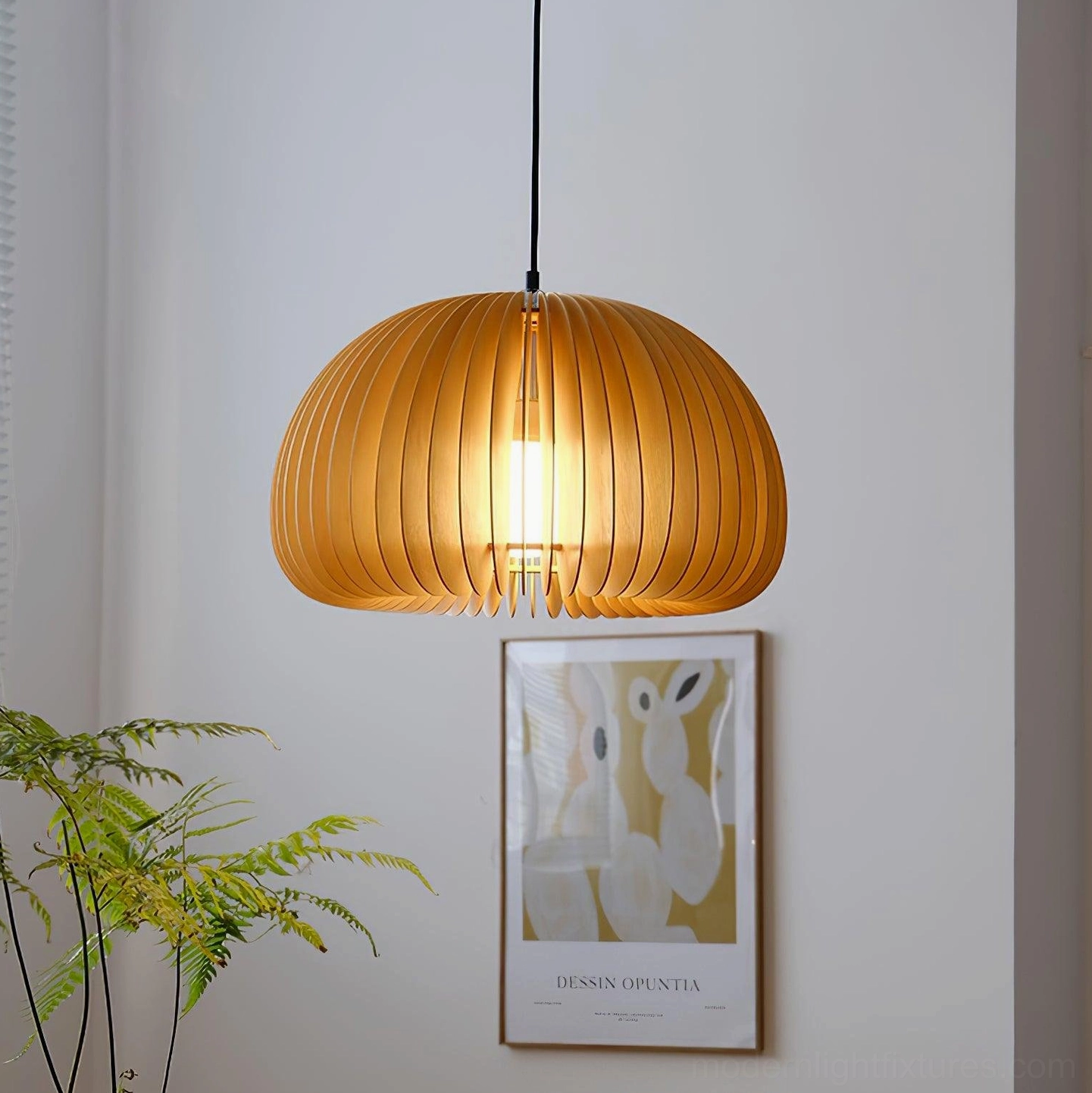 Pumpkin pendant lamp slatted wood design modern hanging fixture for contemporary homes