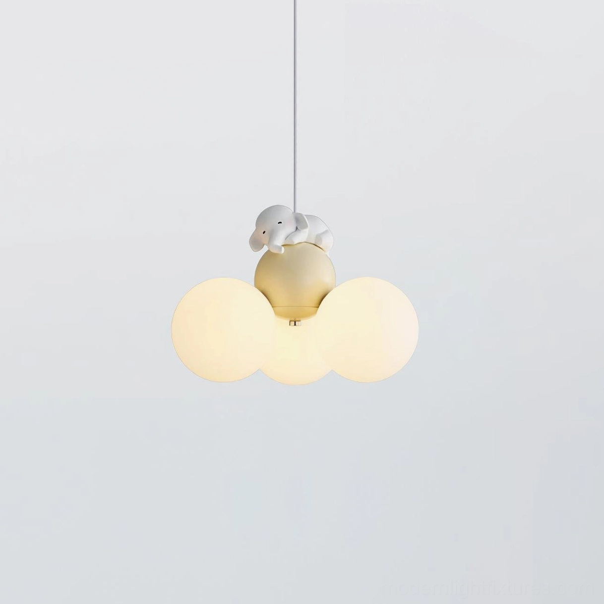 Sleeping bear animal pendant light with warm soft glow and frosted glass design