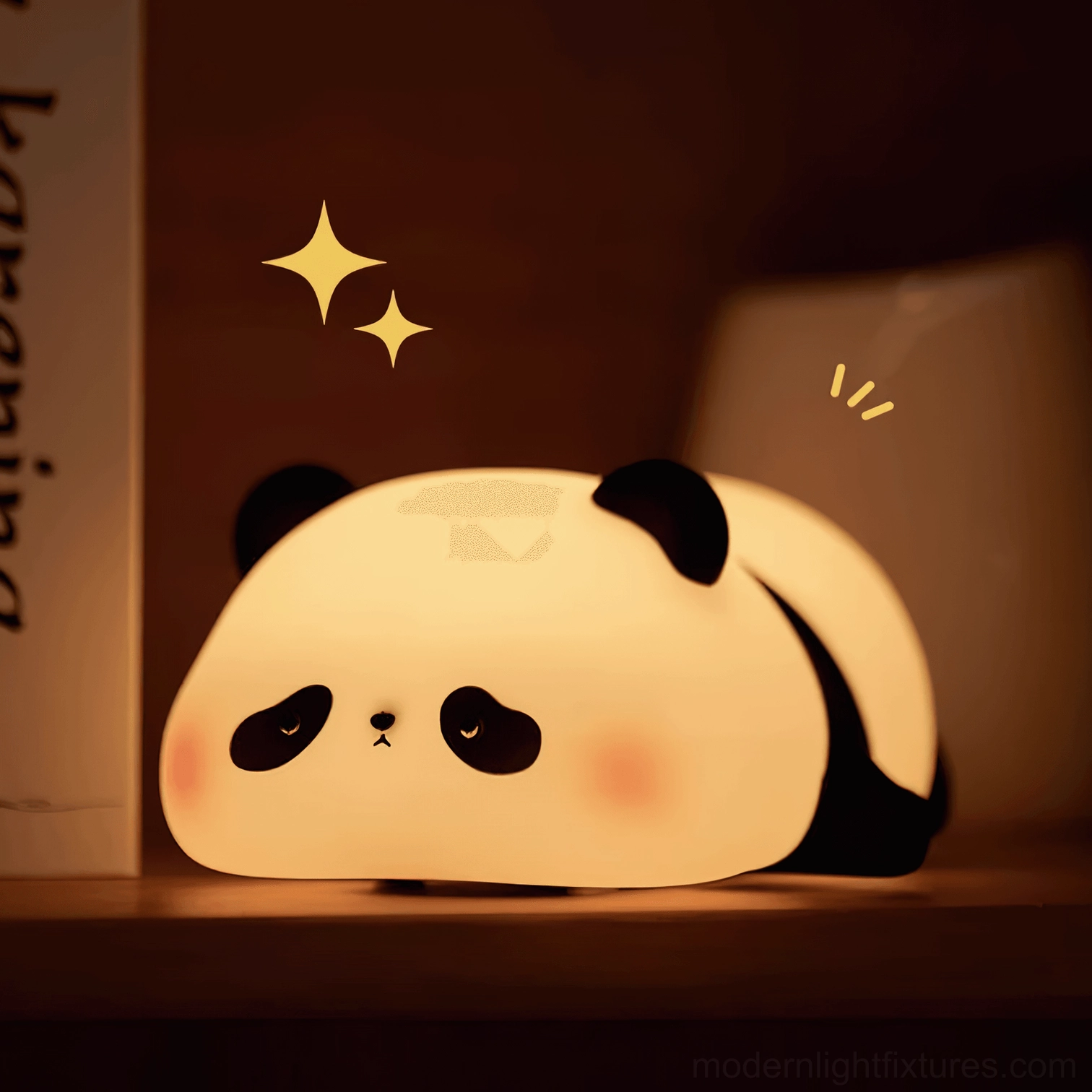 Sleeping panda silicone night light with warm glow - cozy bedside lamp design