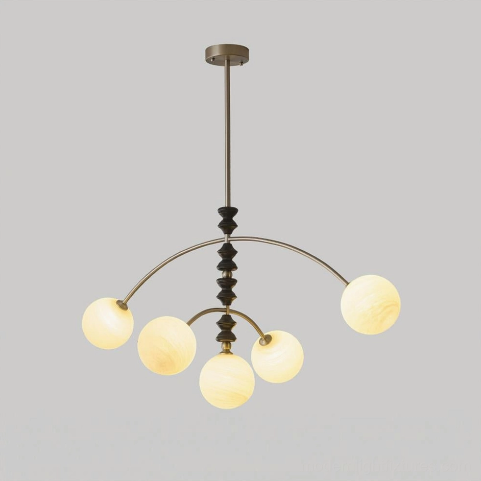 5-head sloane arc chandelier black and nickel variant large span design