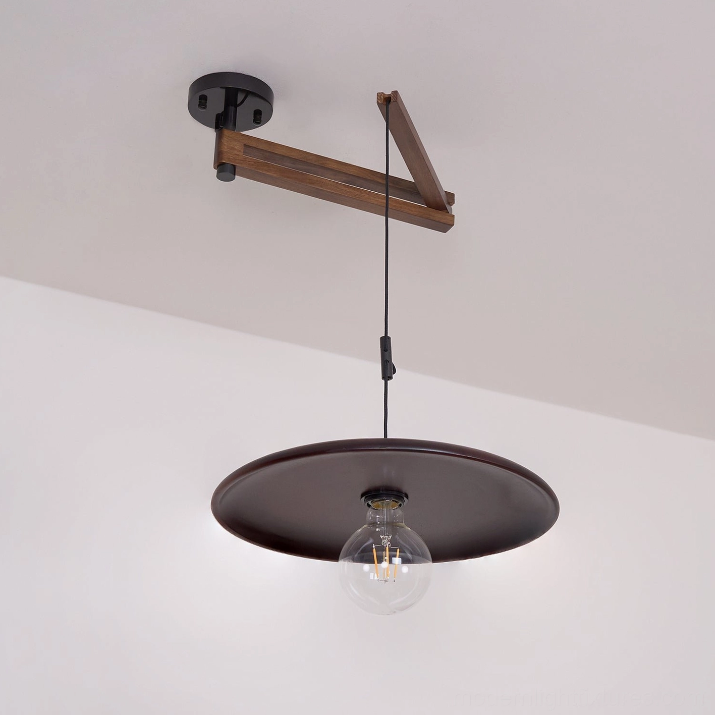 Sloped ceiling compatible pendant light installation angle diagram