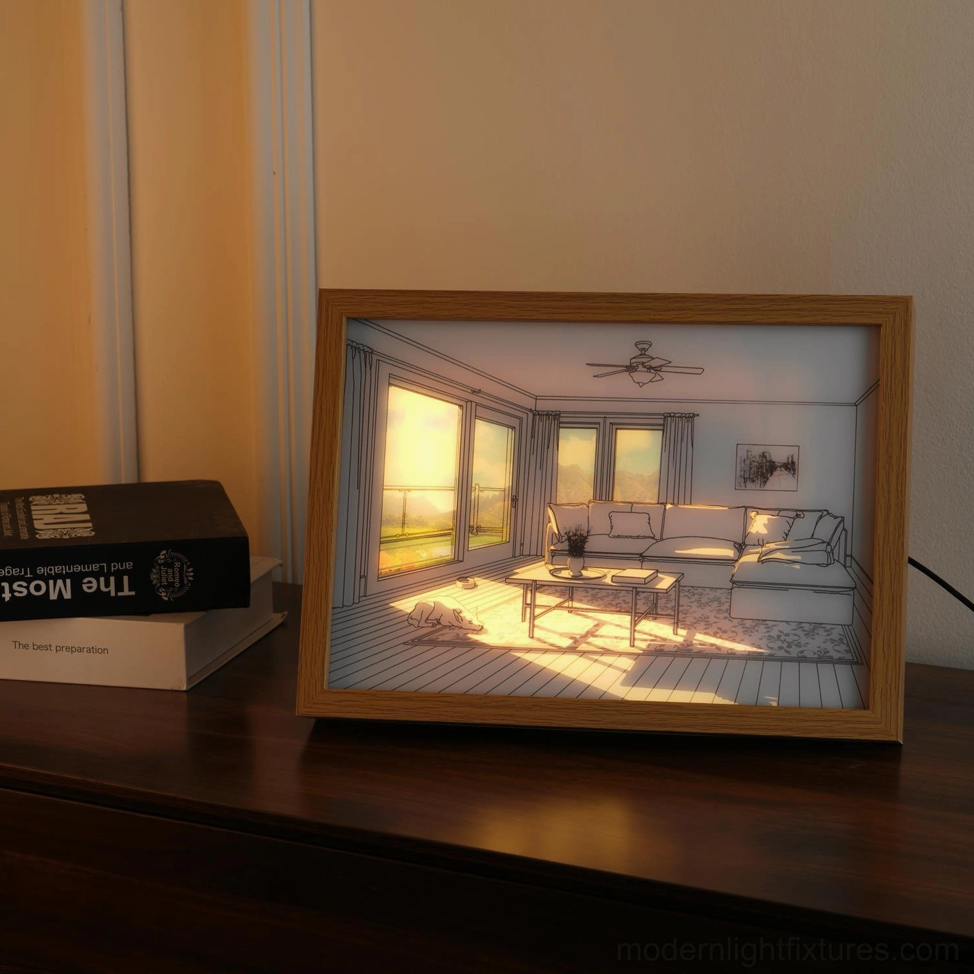 Modern LED art painting light small size variant 23cm x 17cm perfect for compact spaces