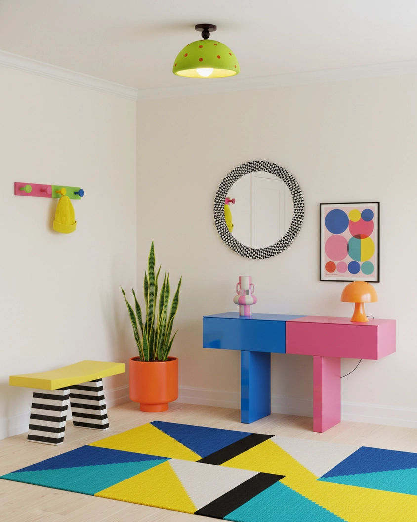 Small scaled lime green polka dot ceiling lamp in modern minimalist kids bedroom