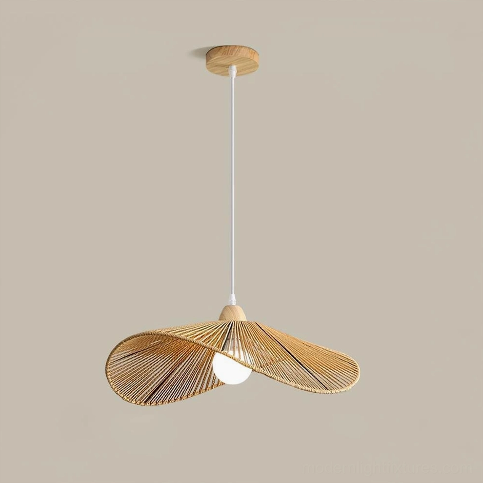 40cm diameter handwoven rattan pendant light in warm brown color for small to medium spaces