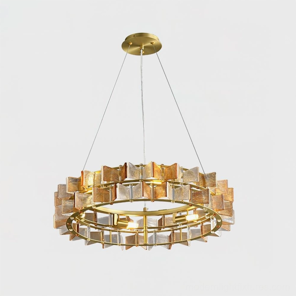 Ring chandelier teal glass version small 58cm 22.8 inch size modern minimalist space