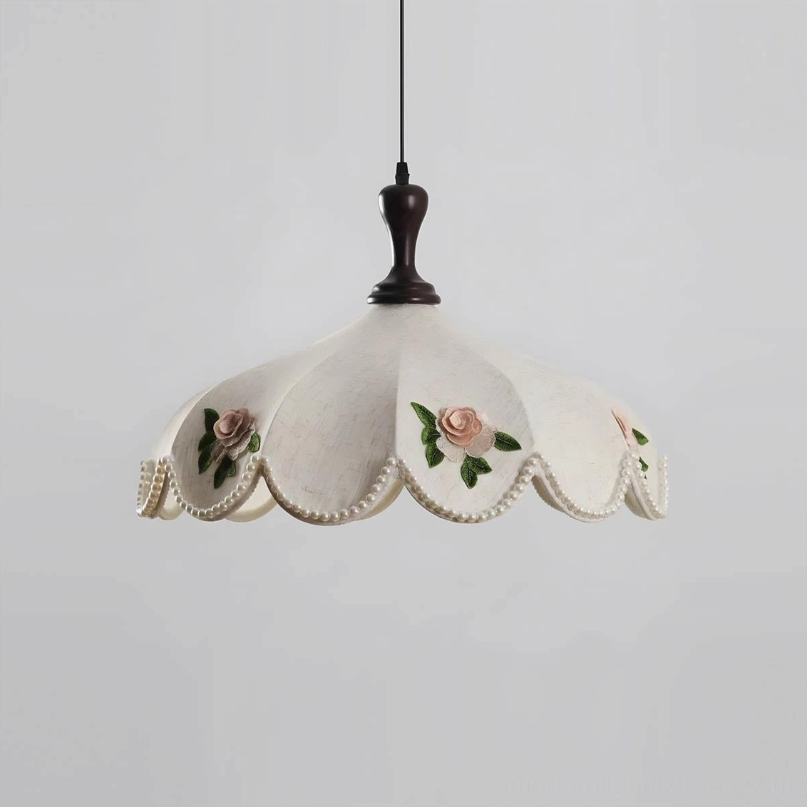 Small size scalloped floral pendant lamp ideal for compact spaces and accent lighting applications