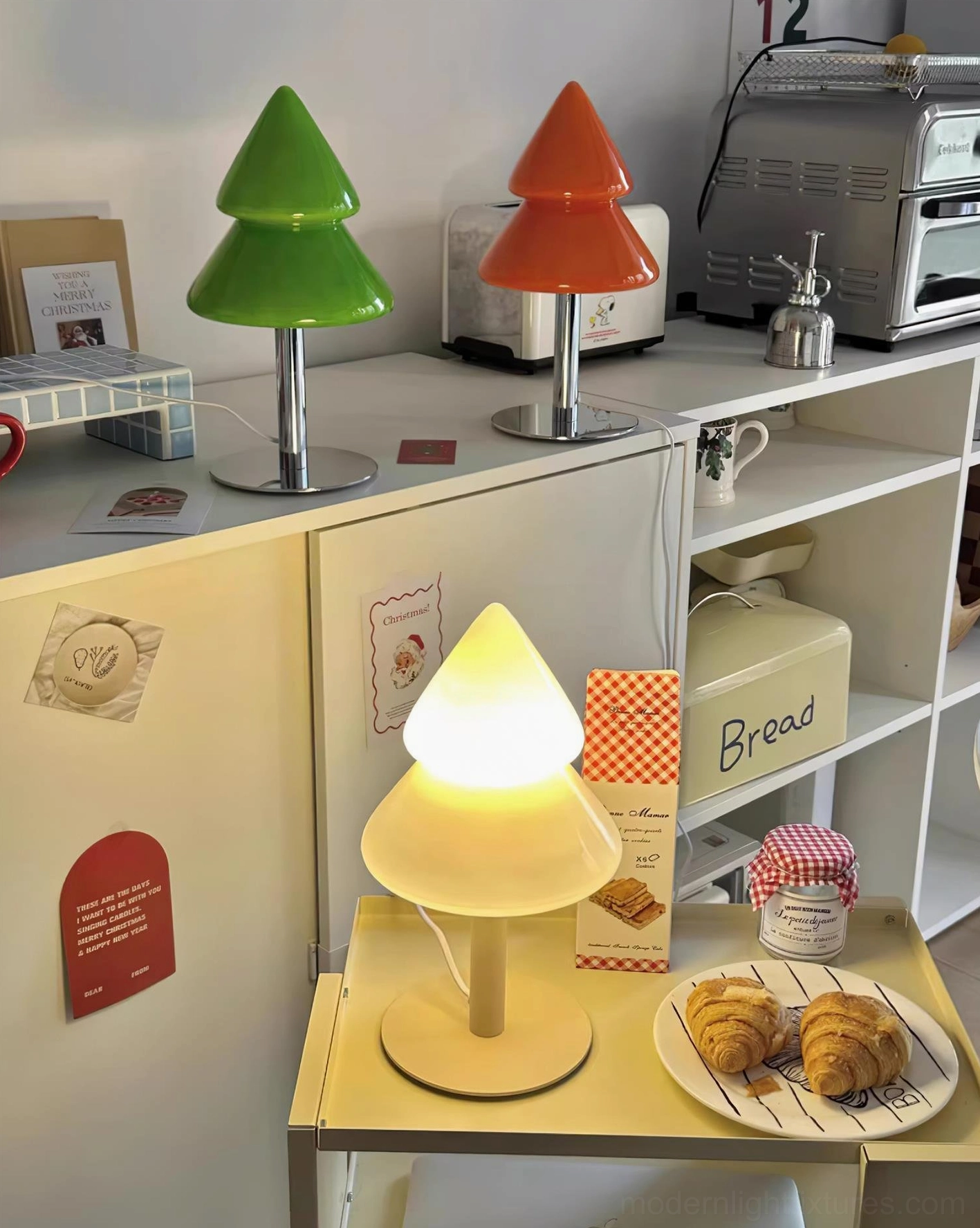 Small space design maximizing impact with compact Christmas tree table lamp fixture