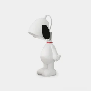 Snoopy character candle warmer lamp white resin left profile view with red collar detail