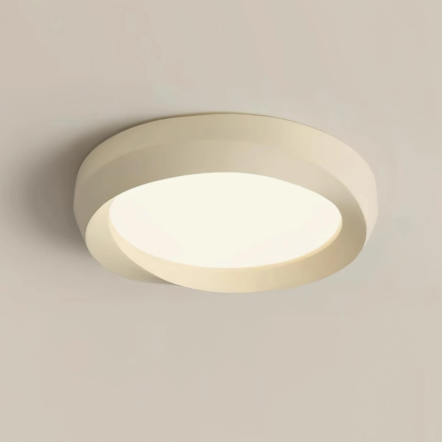 Contemporary minimalist circular flush mount ceiling lamp with soft integrated LED glow