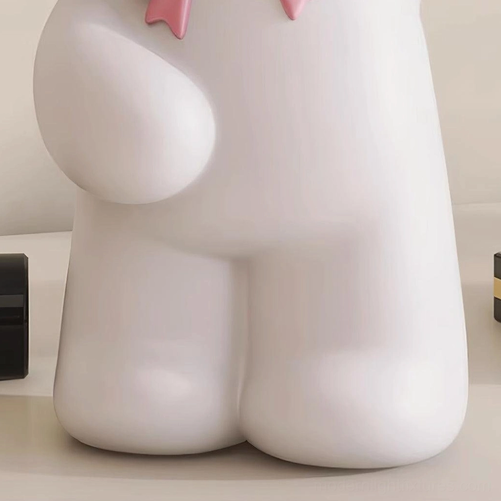 Soft resin rabbit moon lamp with integrated LED - charming accent light for contemporary home decor
