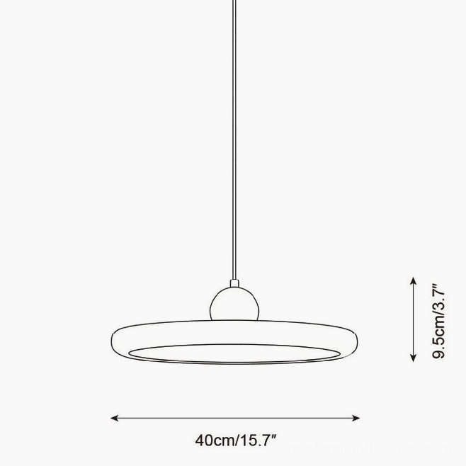 Technical dimension drawing of solace 40cm diameter travertine pendant light - 2D schematic with specifications