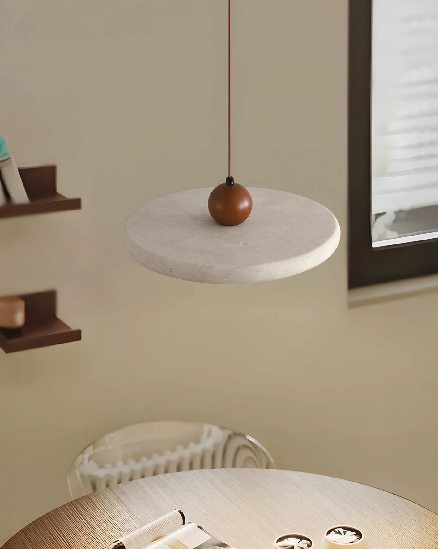 Solace travertine pendant light in beige color option - alternative finish choice for modern interiors