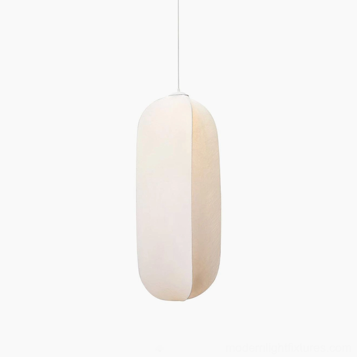 Solaria pendant light Model A white fabric 27cm diameter 68cm height