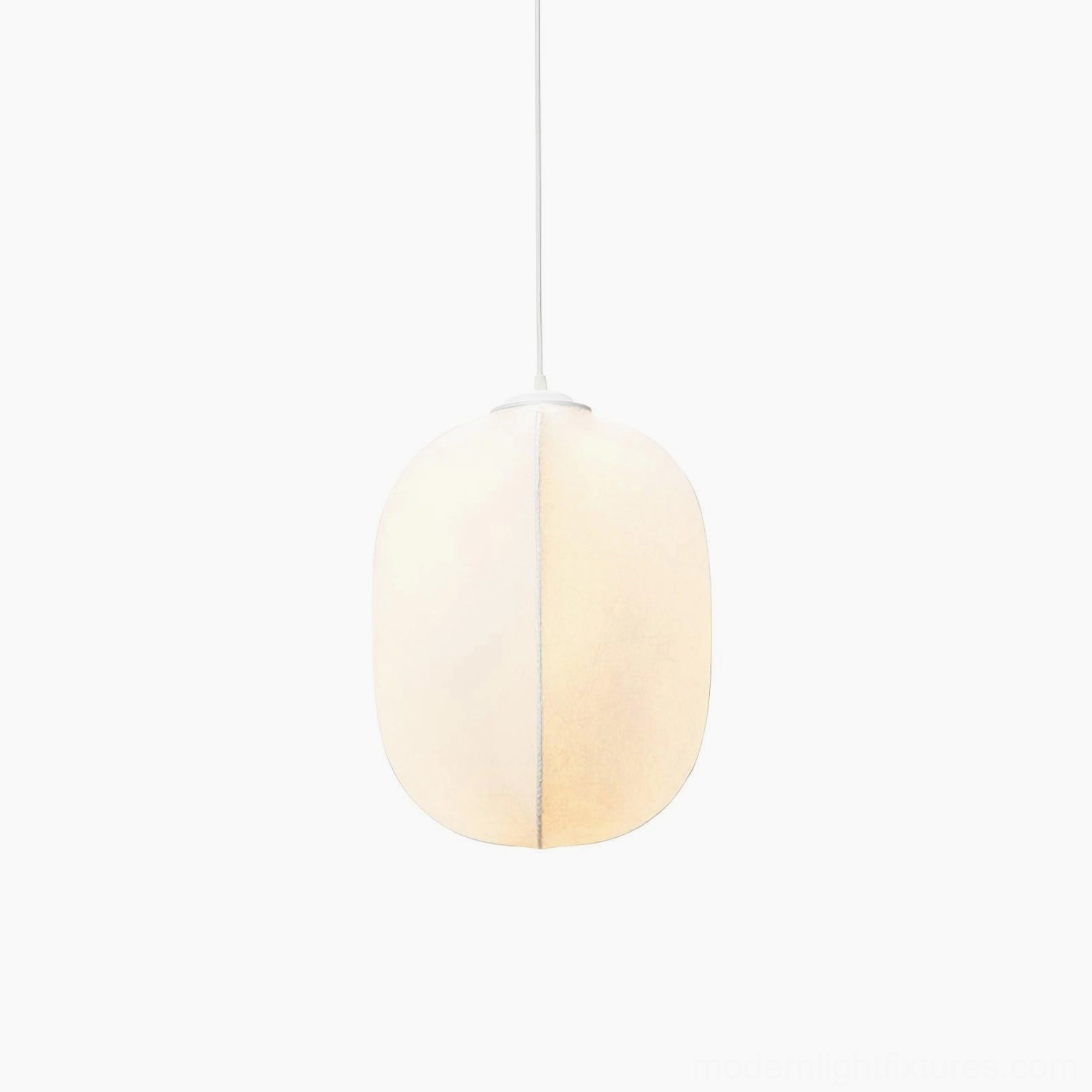 Solaria pendant light Model B white fabric 33cm diameter 40cm height