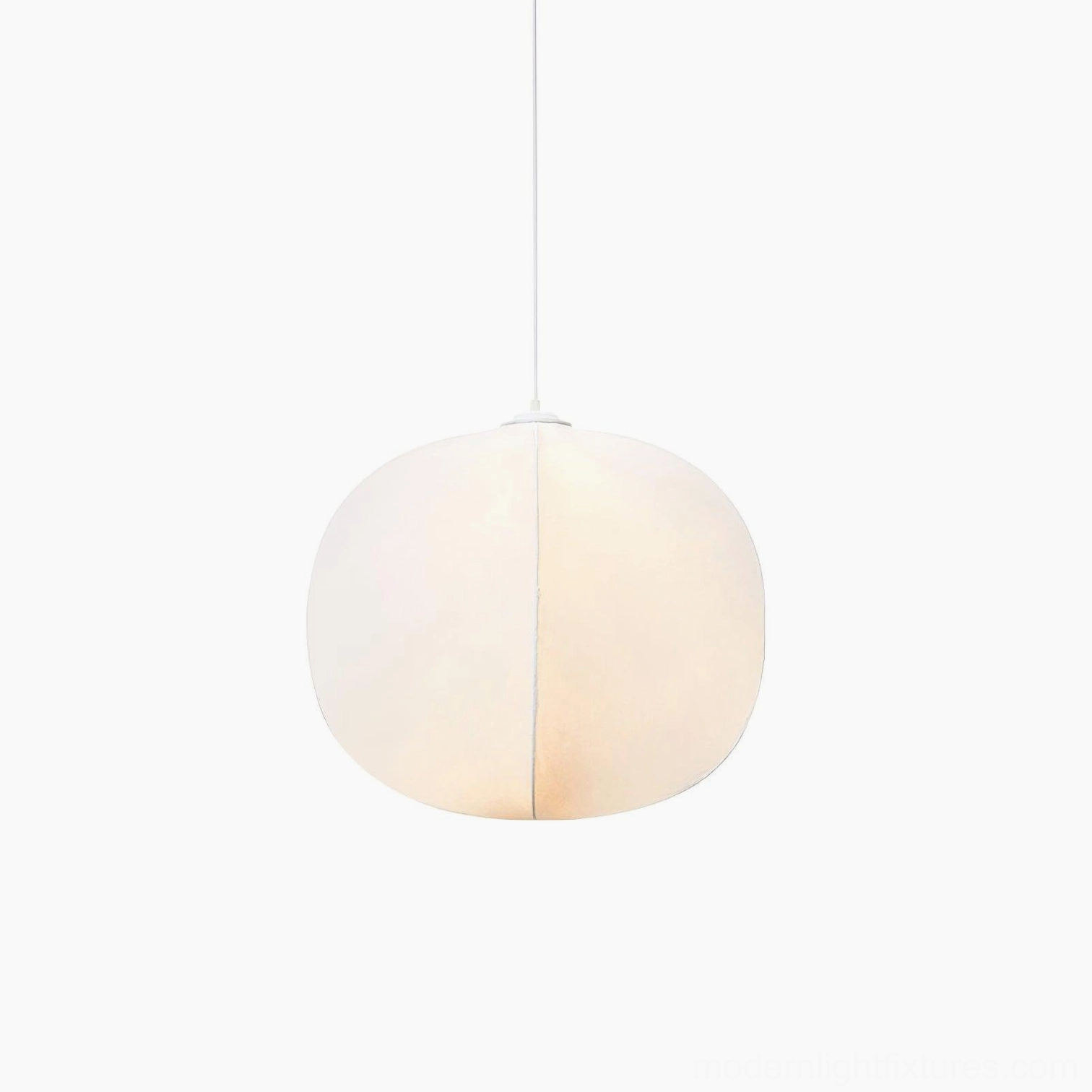 Solaria pendant light Model C white fabric 50cm diameter 45cm height