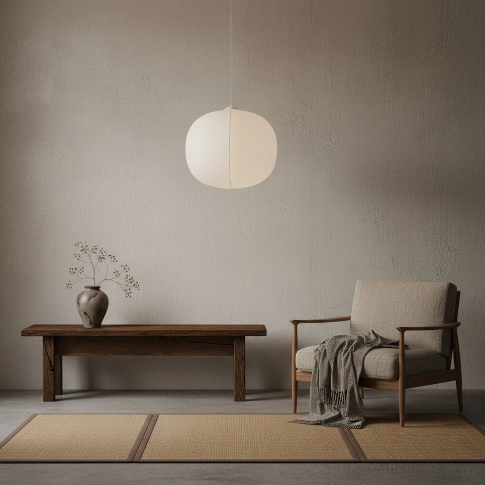 Solaria fabric pendant lamp modern minimalist living room neutral beige shade