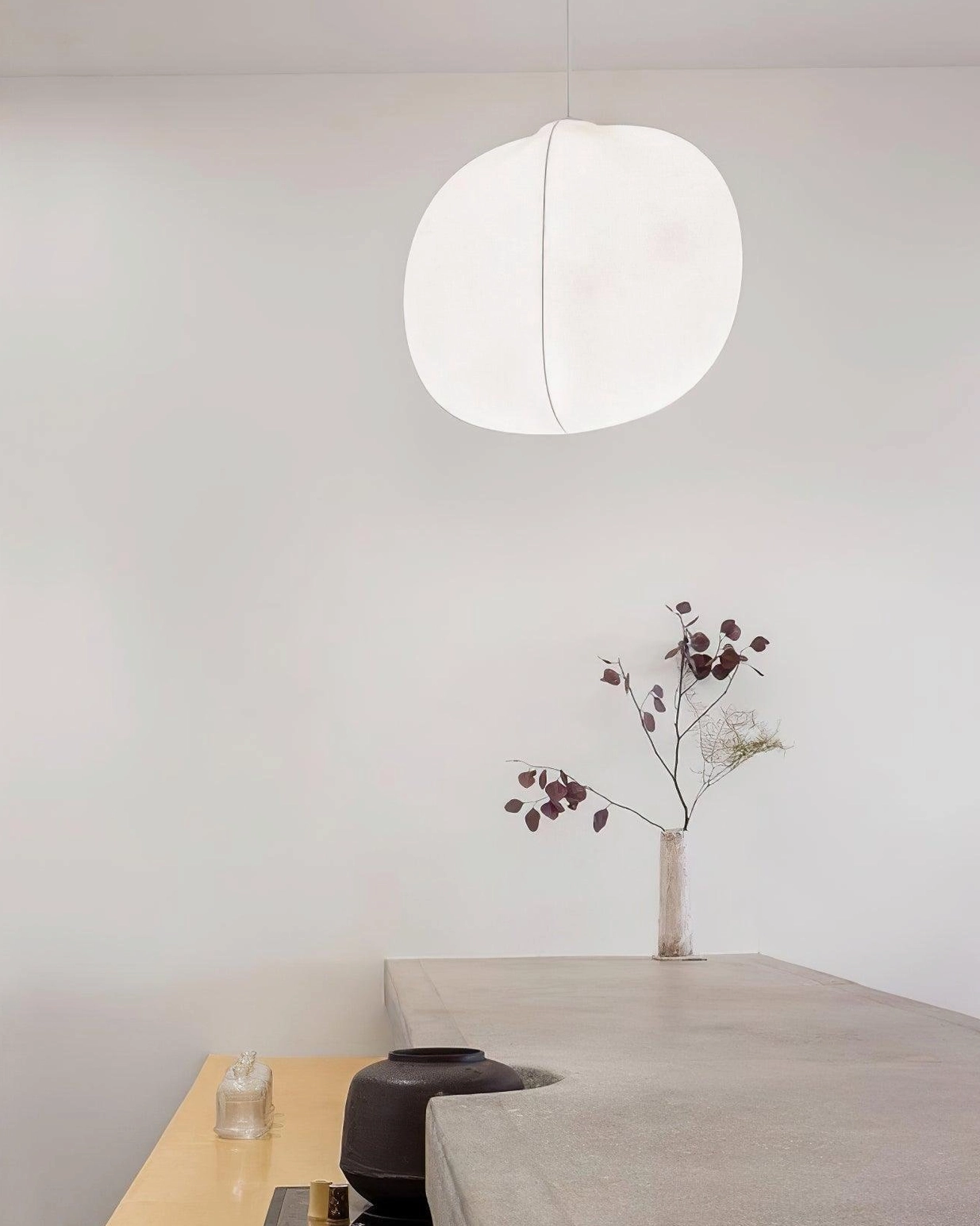 Solaria wabi-sabi fabric pendant light imperfection beauty contemplative design
