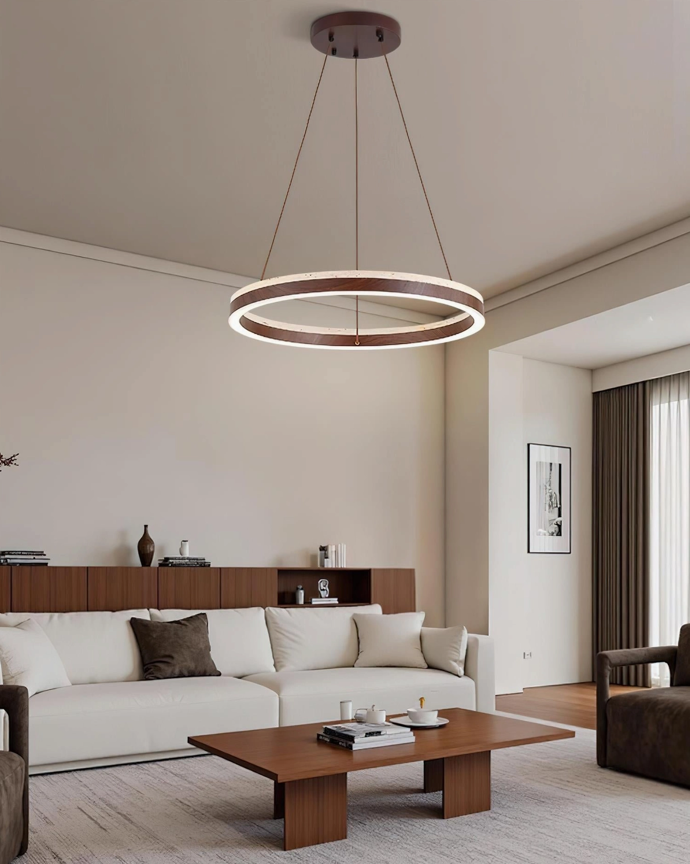 Solaro contemporary pendant light ring chandelier modern LED fixture architectural detail