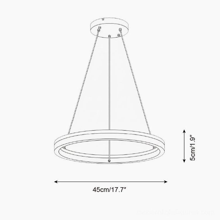 Solaro LED pendant light 45cm diameter technical specification drawing dimension chart