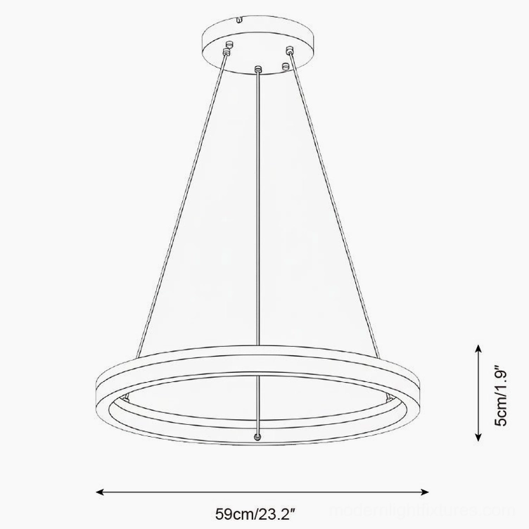 Solaro ring LED chandelier 59cm size technical dimension specification drawing