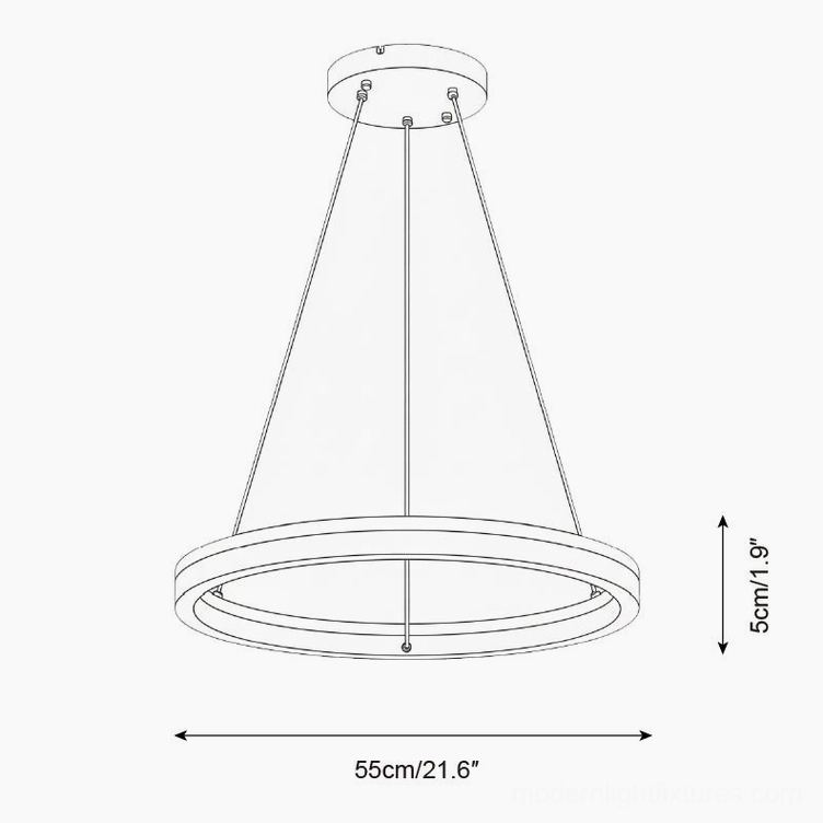 Solaro modern LED ring chandelier 55cm diameter technical specification dimension