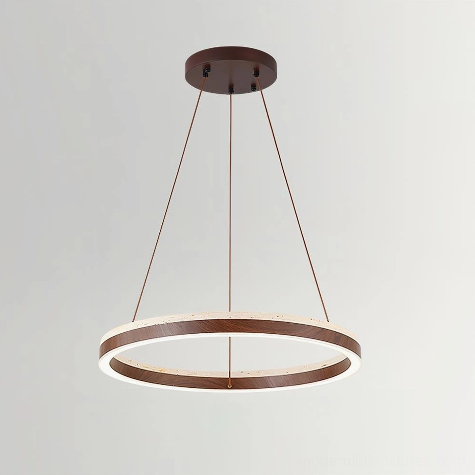 Solaro ring LED pendant light modern chandelier with natural materials aesthetic