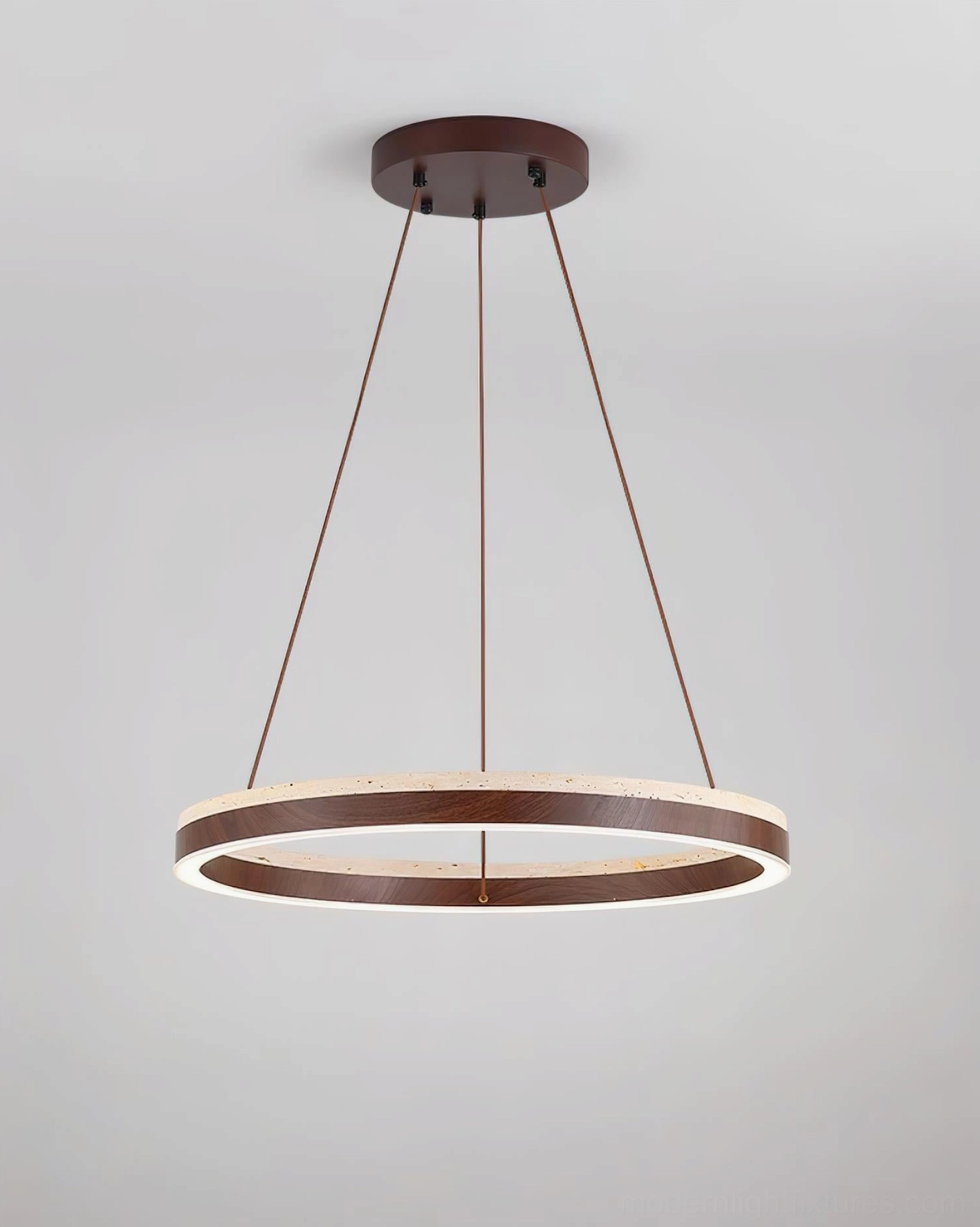 Solaro modern ring pendant light LED chandelier warm travertine stone fixture
