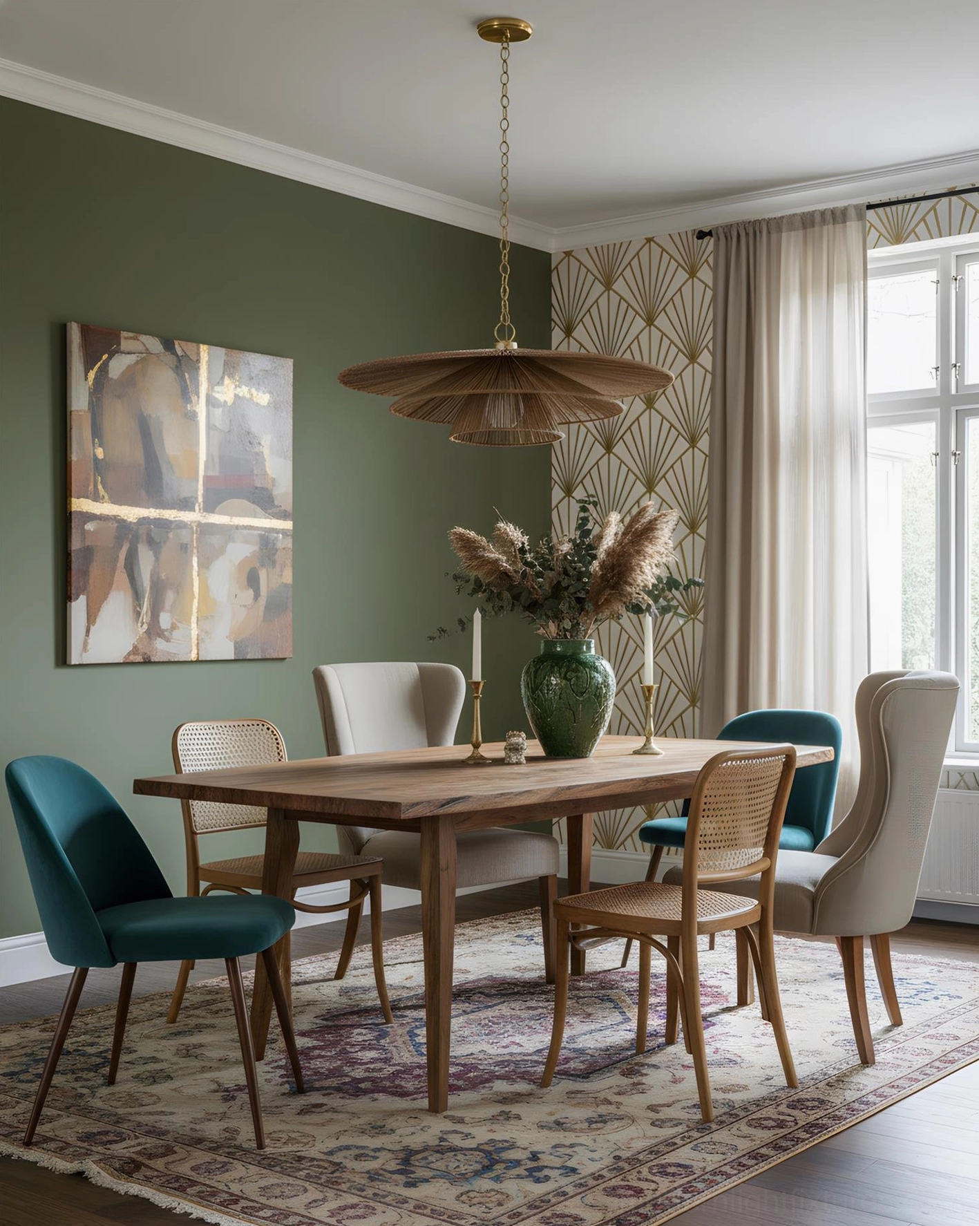 Solayne tiered hemp rope chandelier installation view with dappled shadow cast on ceiling surface
