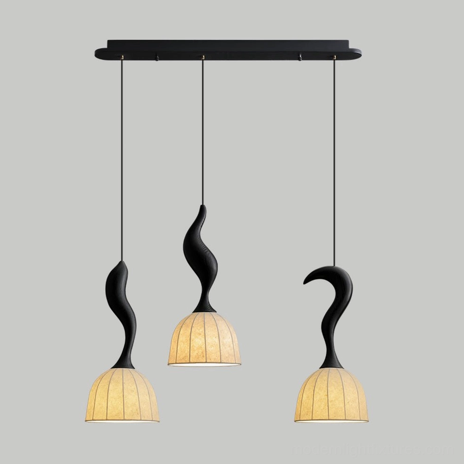 Solia 3-head pendant light black finish, large commercial multi-fixture setup