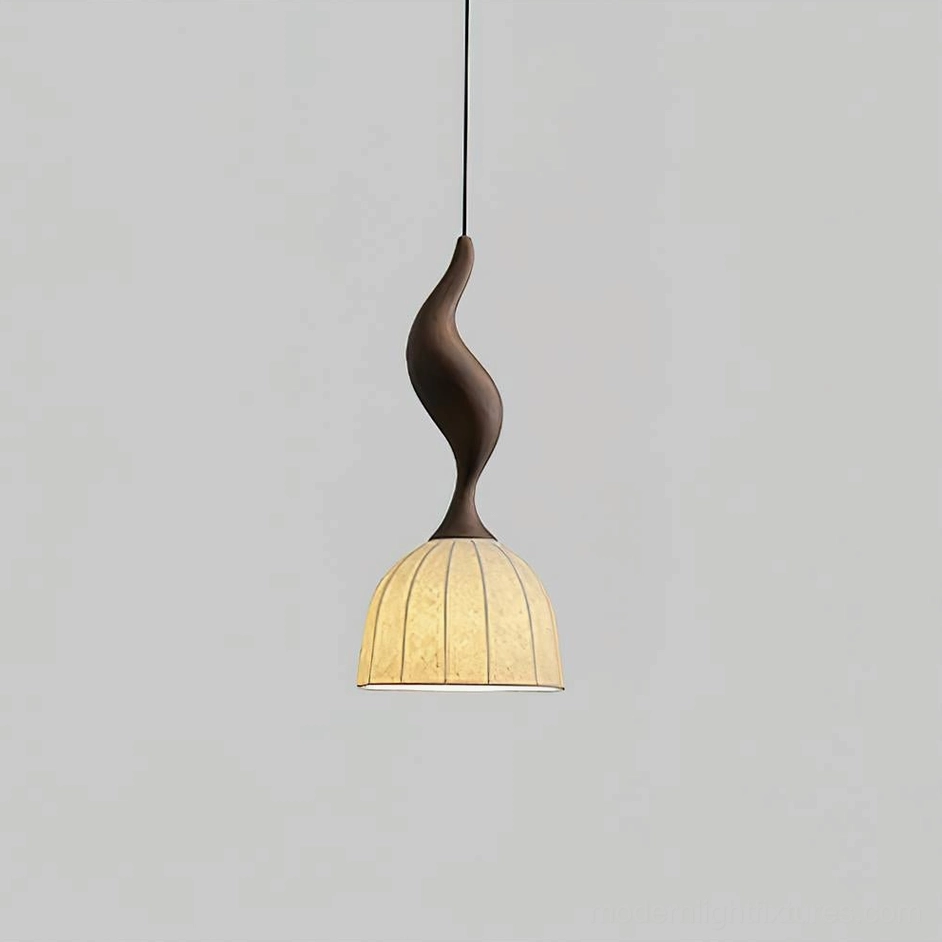 Solia pendant light Model C walnut finish, classic wood tone variant
