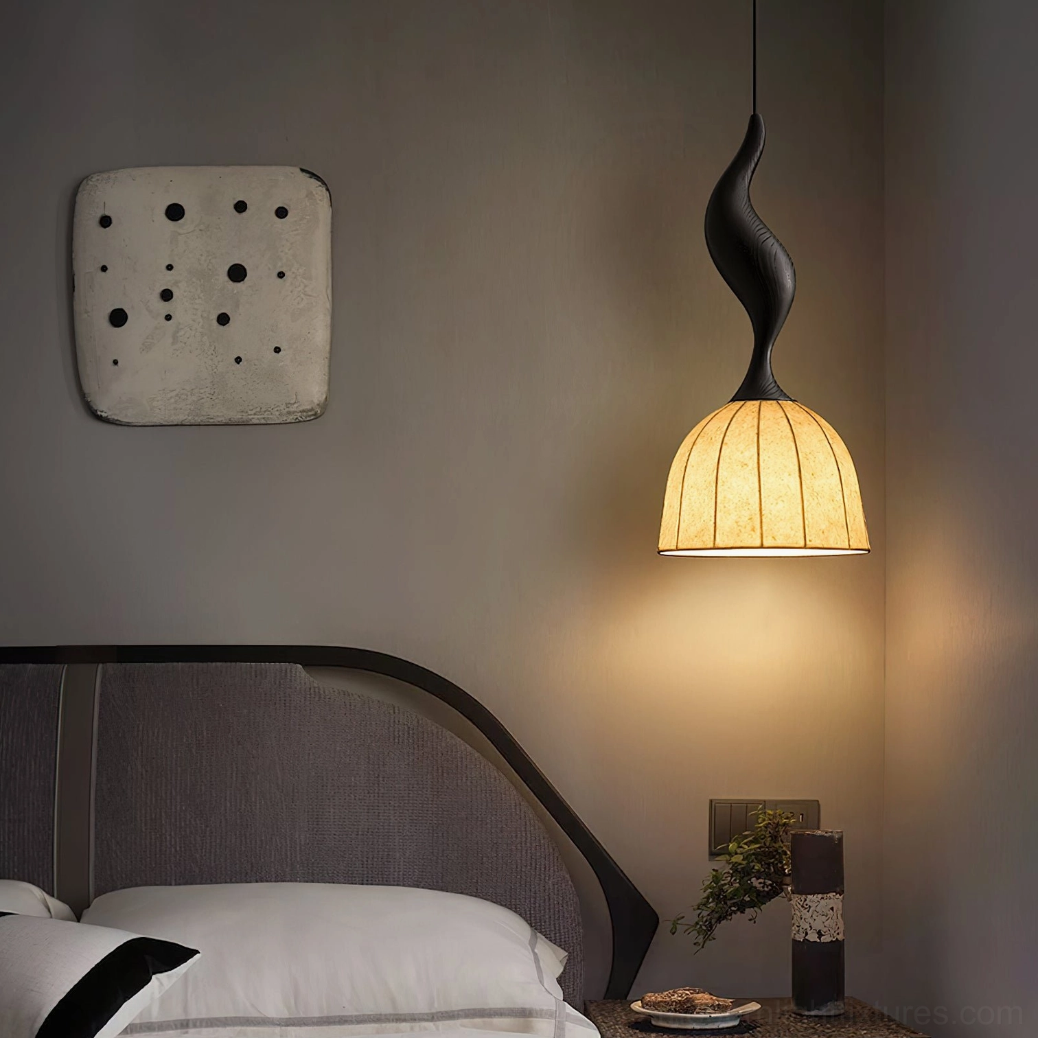 Solia wooden pendant light natural wood finish variant, sculptural silhouette showcase
