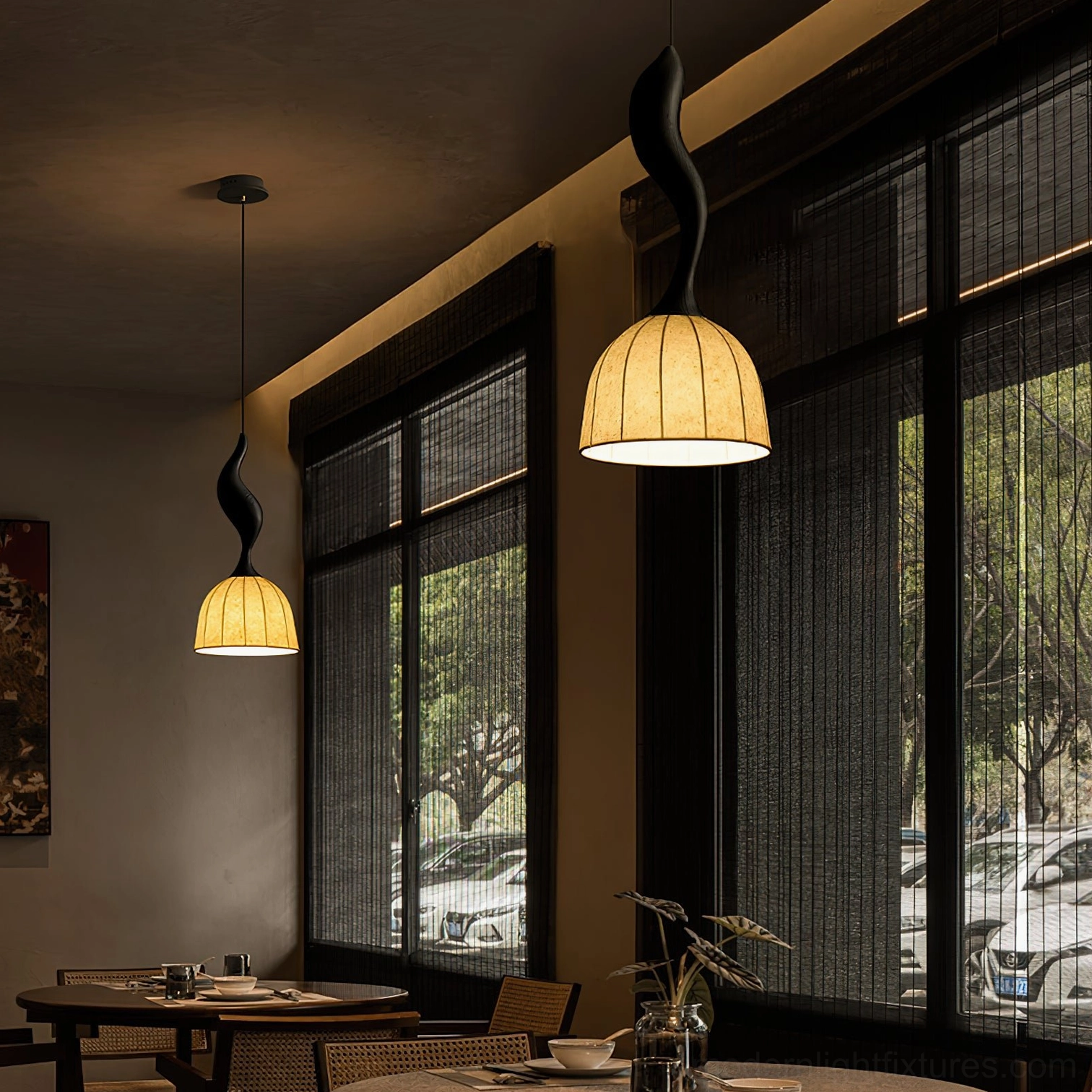 Solia wooden pendant lamp hallway entryway focal point installation