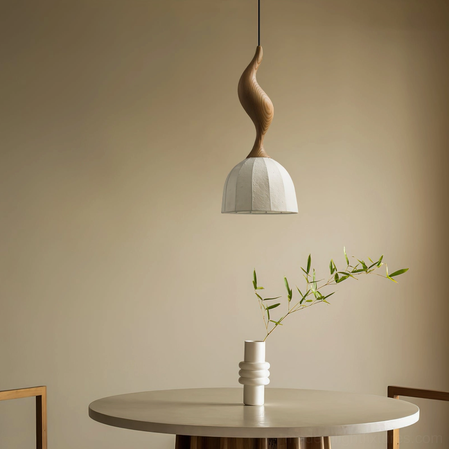 Solia wooden pendant light Scandinavian interior design setting showcase