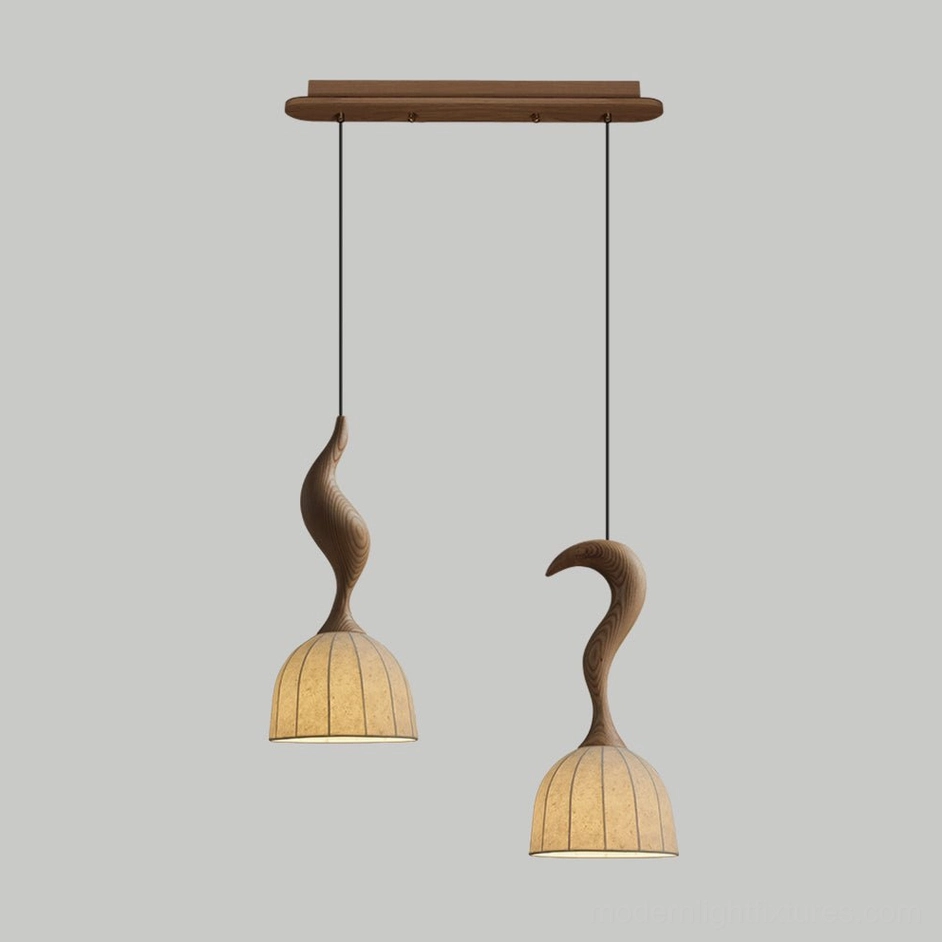 Solia wooden pendant light sloped ceiling compatible installation feature