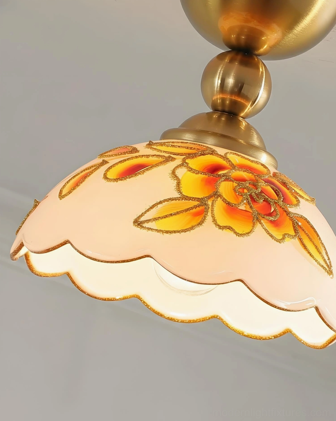 Soliloquy vintage floral ceiling light installed in residential interior creating elegant ambient lighting environment