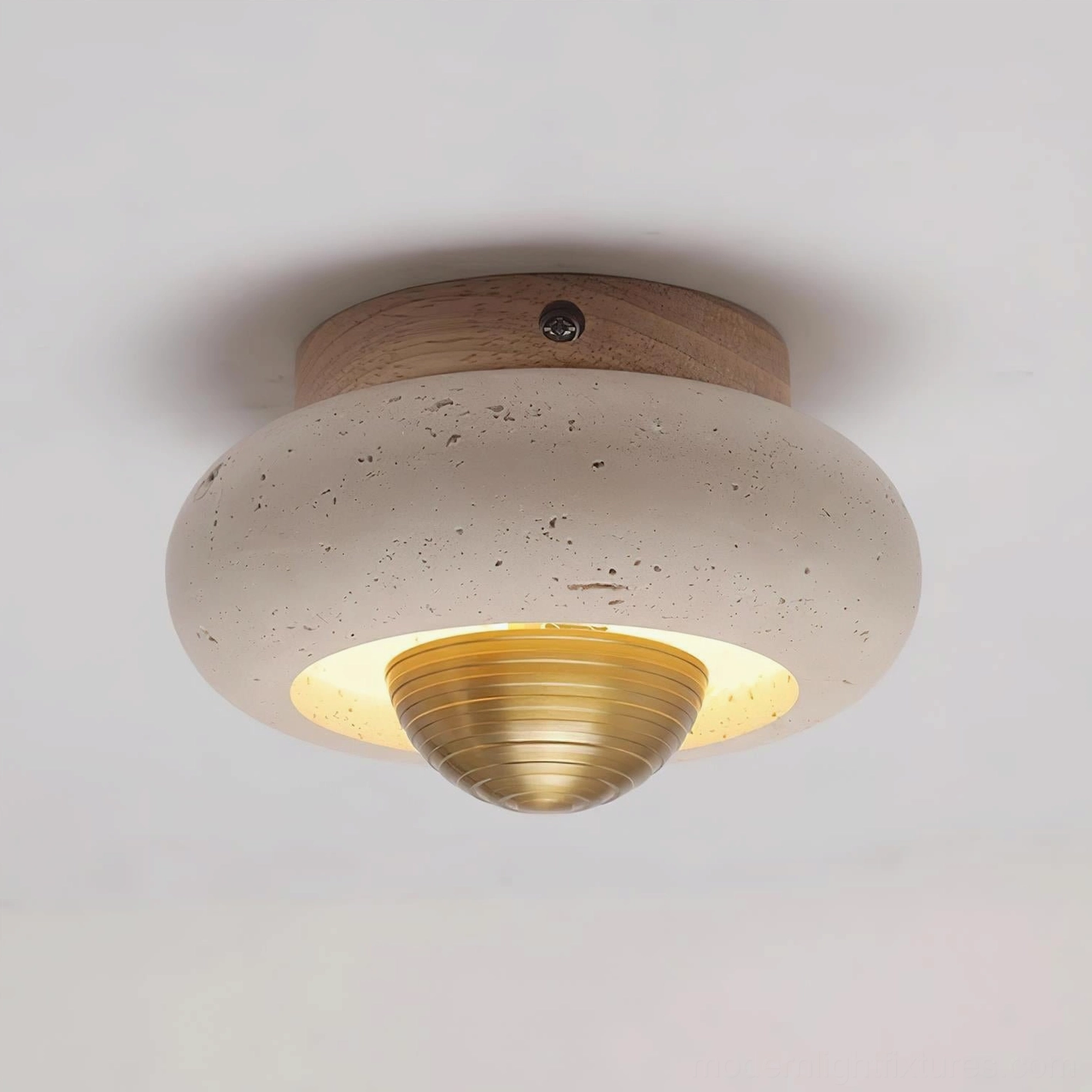 Solinor travertine ceiling light brushed brass metal accent contemporary luxury finish