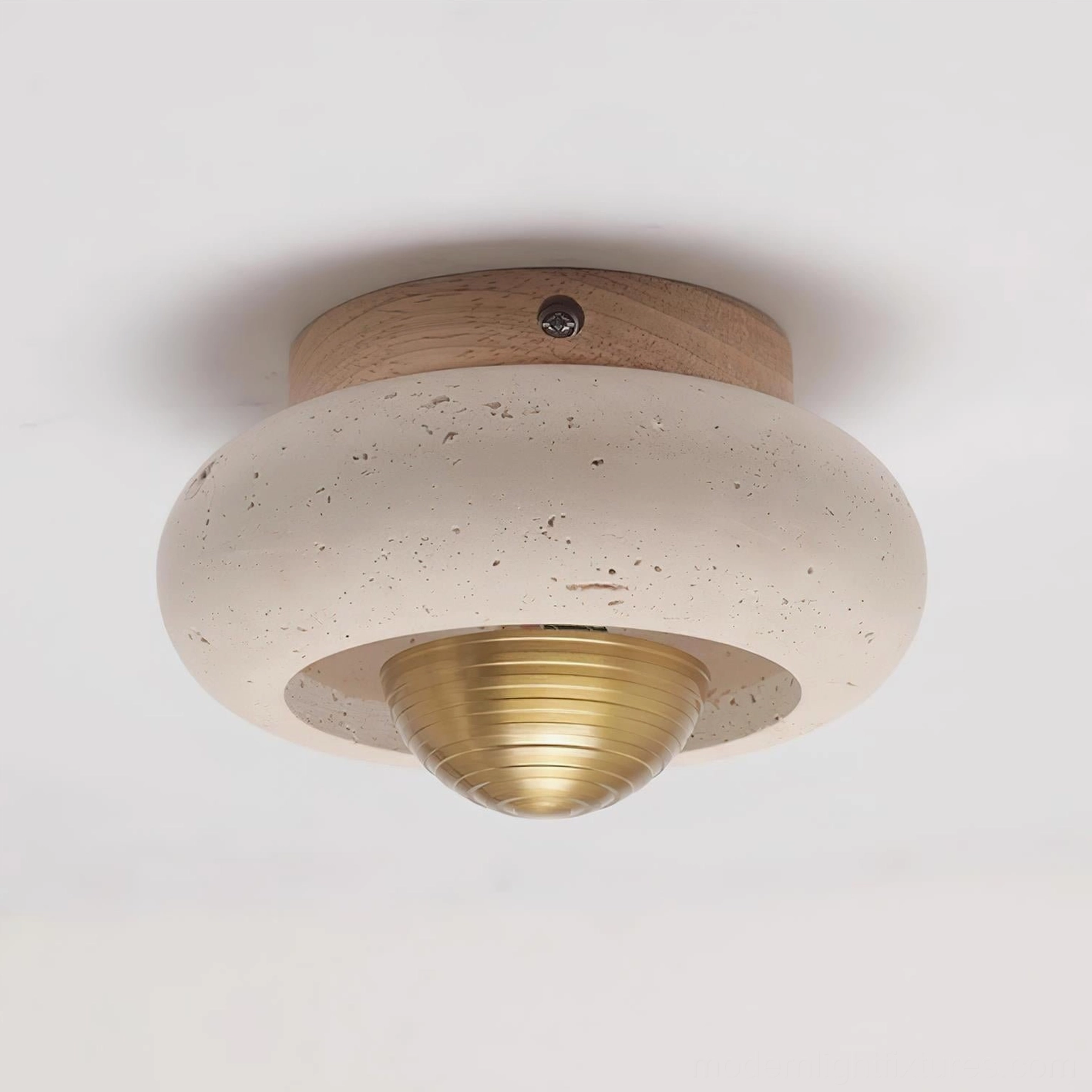 Model B travertine ceiling light 15cm diameter 9cm height compact ceiling fixture