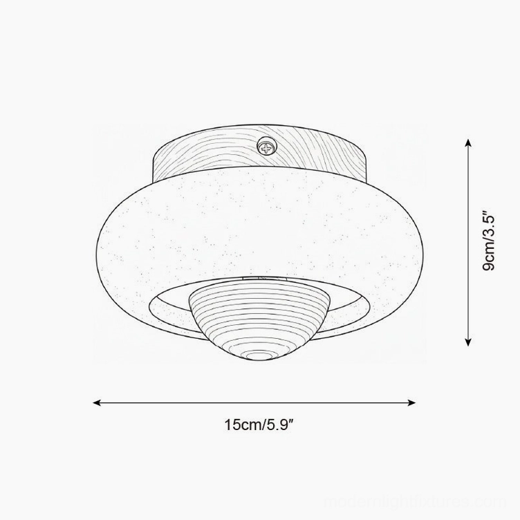 Solinor travertine ceiling light alternative model technical drawing with measurements
