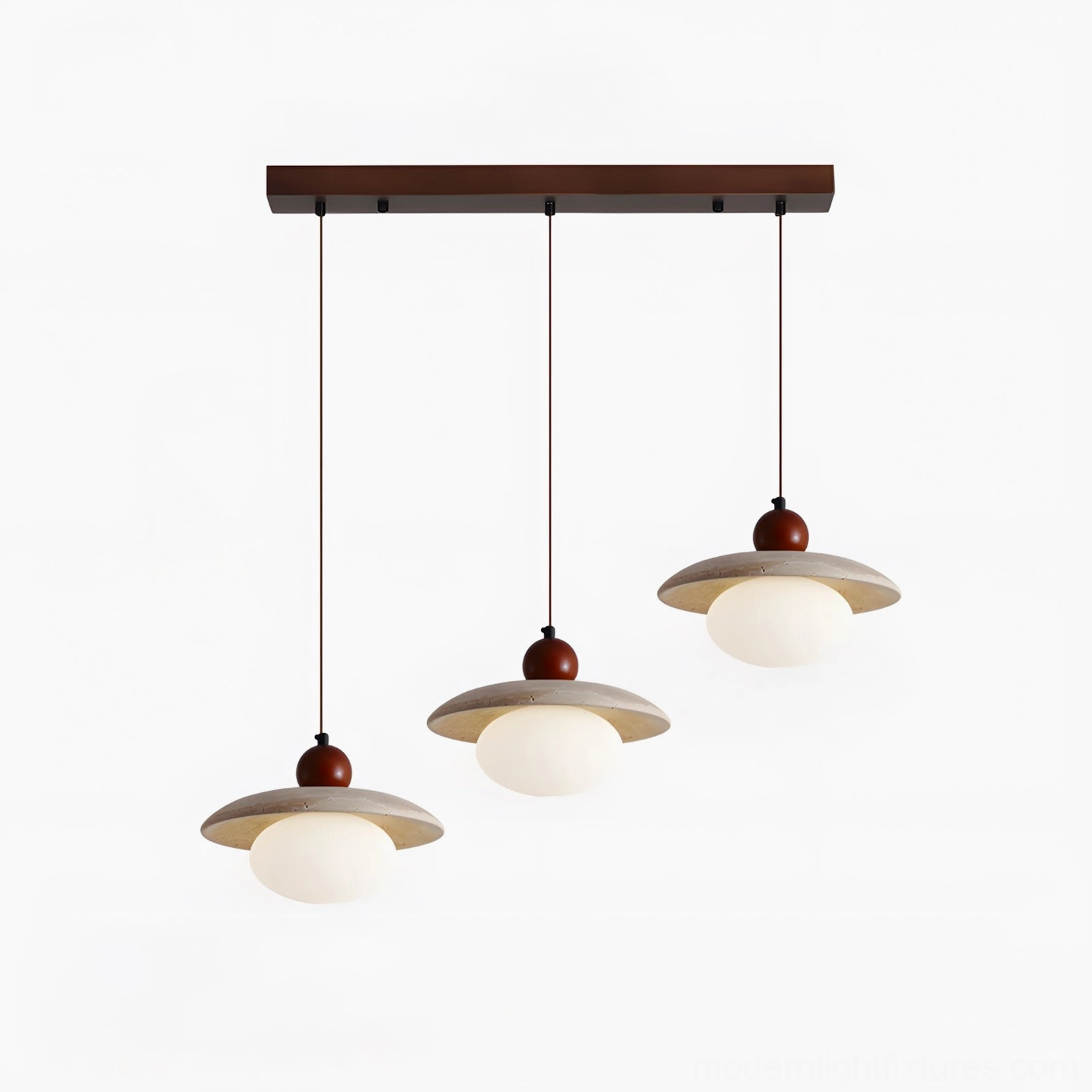 Triple head Solven pendant light arrangement showing 3-head configuration elegance