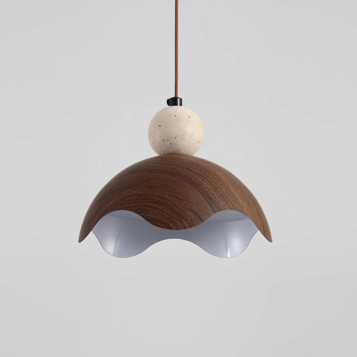 Somira contemporary pendant lamp living room installation, modern minimalist fixture with natural stone detail accent