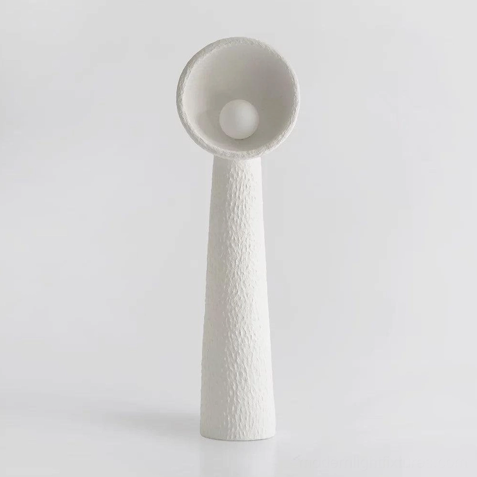 Soniah floor lamp close-up detail of textured white resin surface with G9 bulb socket